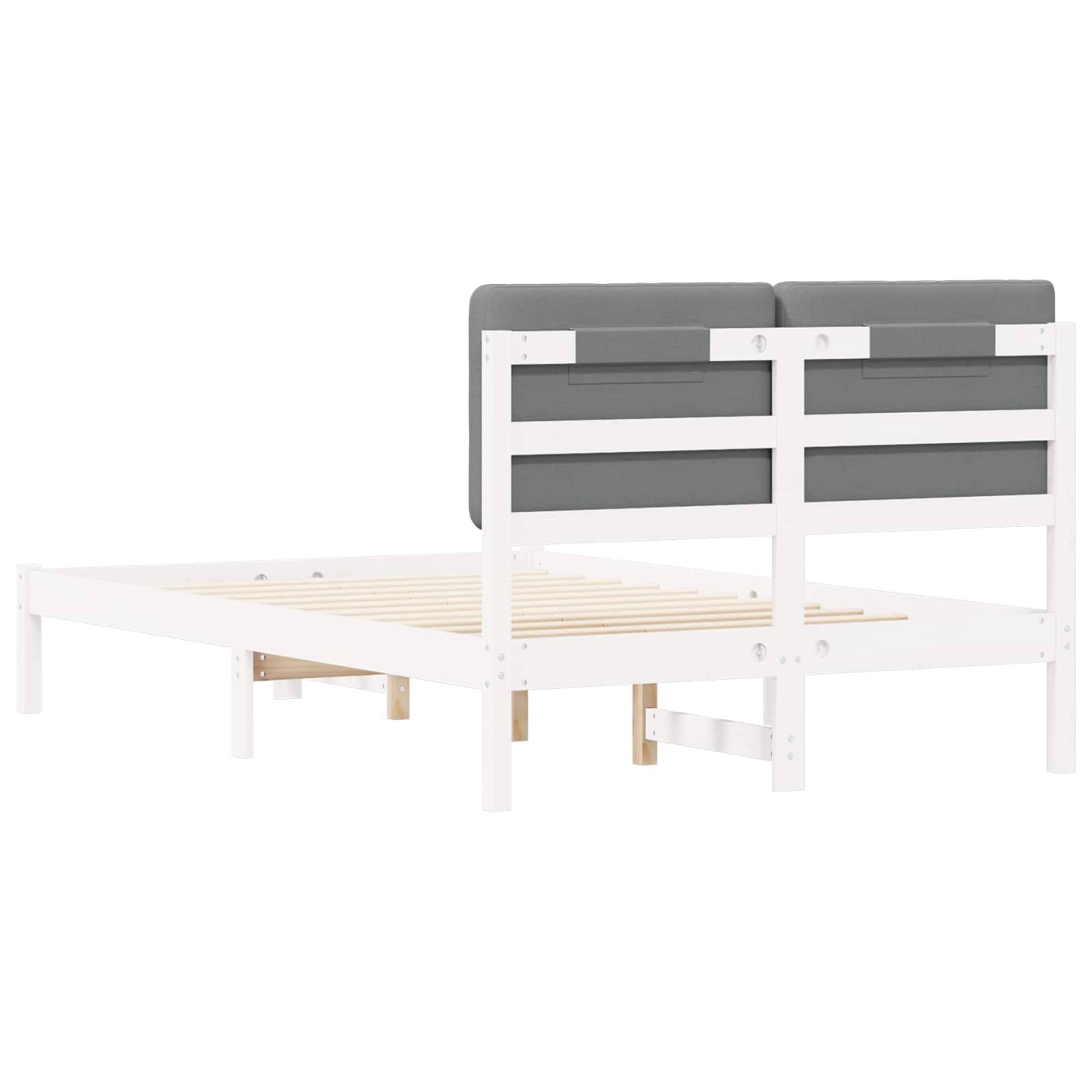 vidaXL Ramka łóżka z tapicerowanym wezgłowiem Jasnoszary 135 x 190 cm