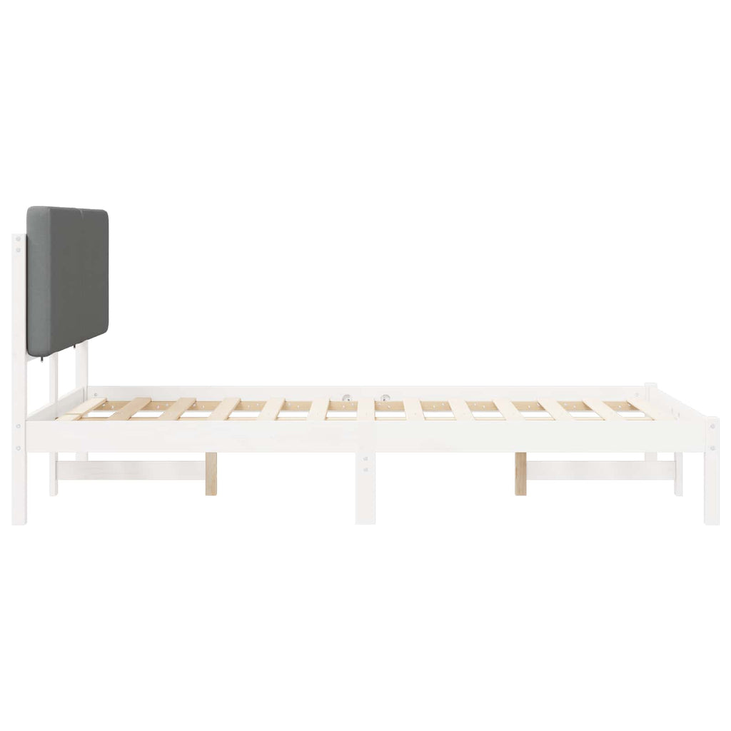 vidaXL Ramka łóżka z tapicerowanym wezgłowiem Jasnoszary 135 x 190 cm