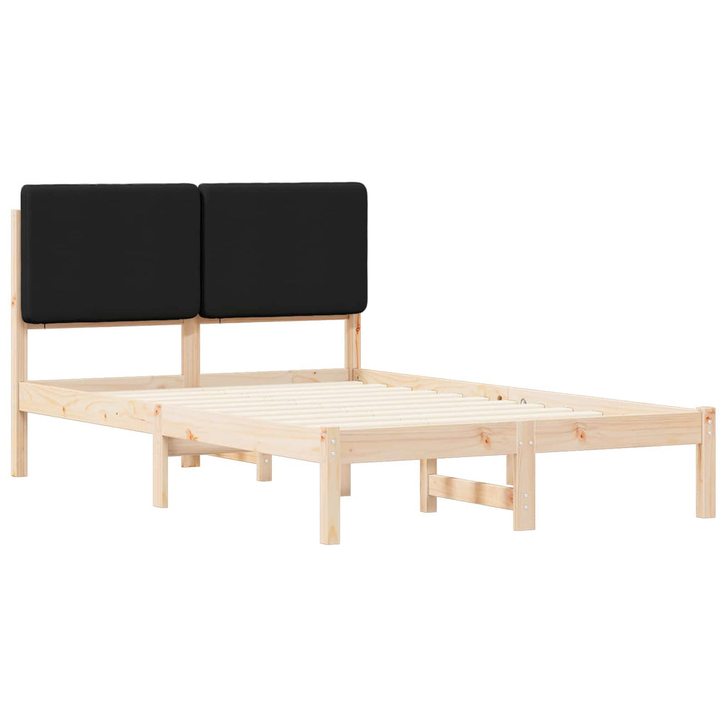 vidaXL Ramka łóżka z tapicerowanym wezgłowiem Czarny 120 x 190 cm