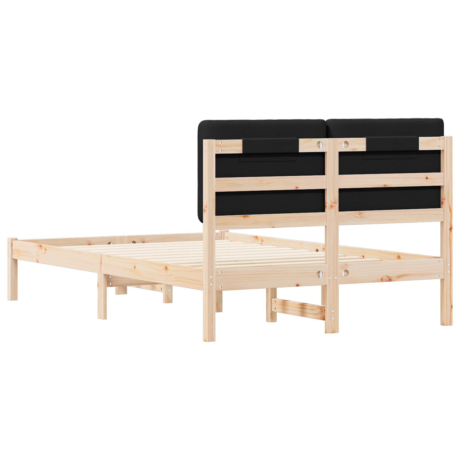vidaXL Ramka łóżka z tapicerowanym wezgłowiem Czarny 120 x 190 cm