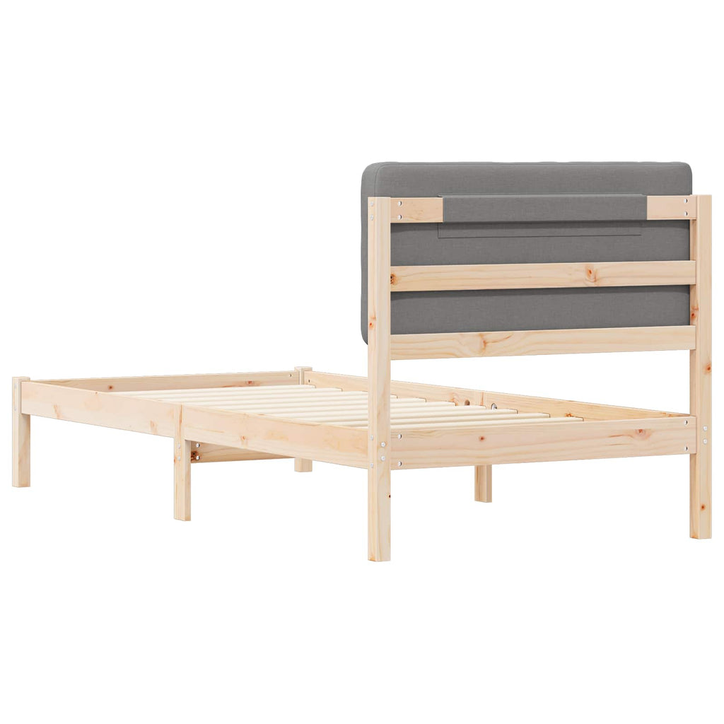 vidaXL Ramka łóżka z tapicerowanym wezgłowiem Jasnoszary 100 x 200 cm
