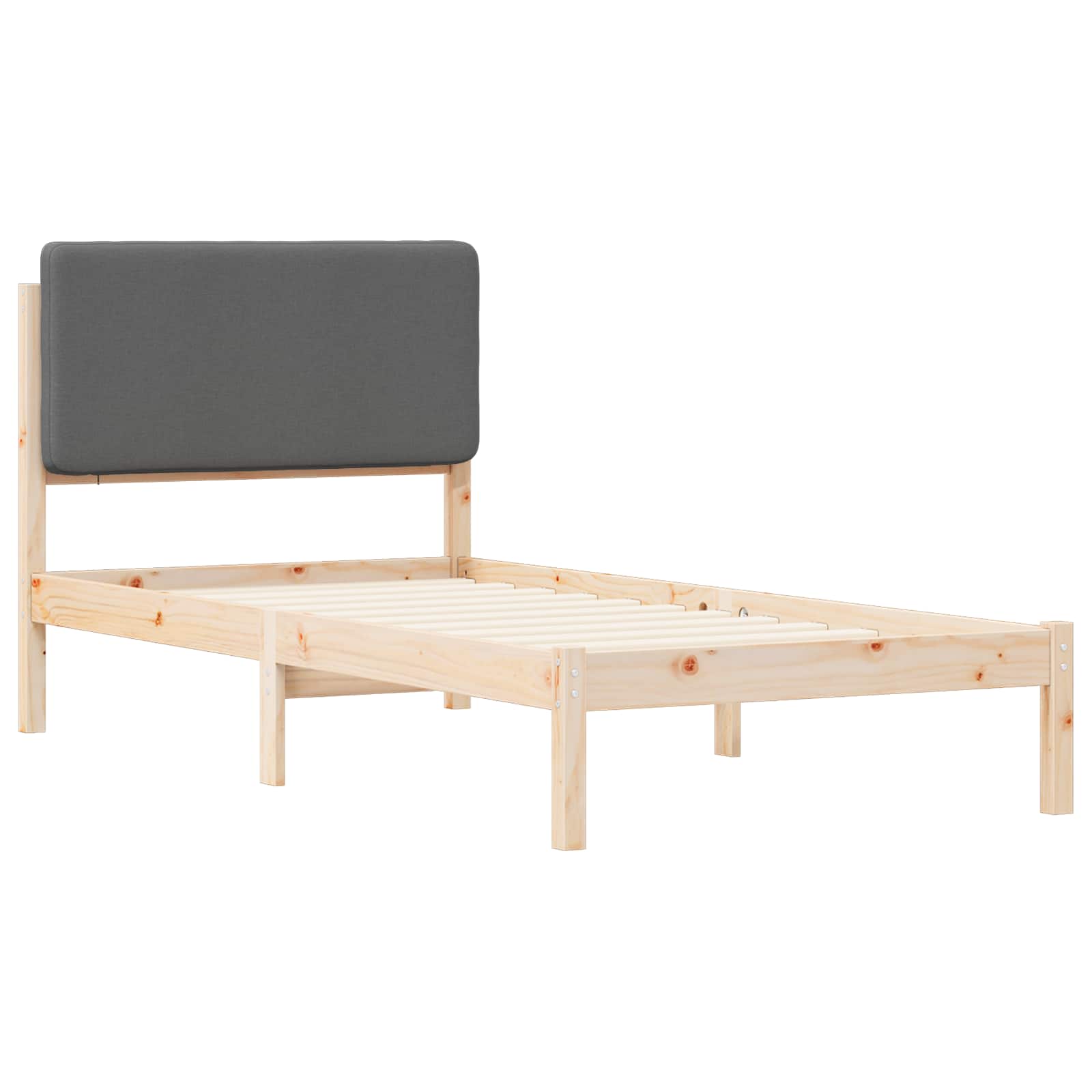 vidaXL Ramka łóżka z tapicerowanym wezgłowiem Ciemnoszary 100 x 200 cm