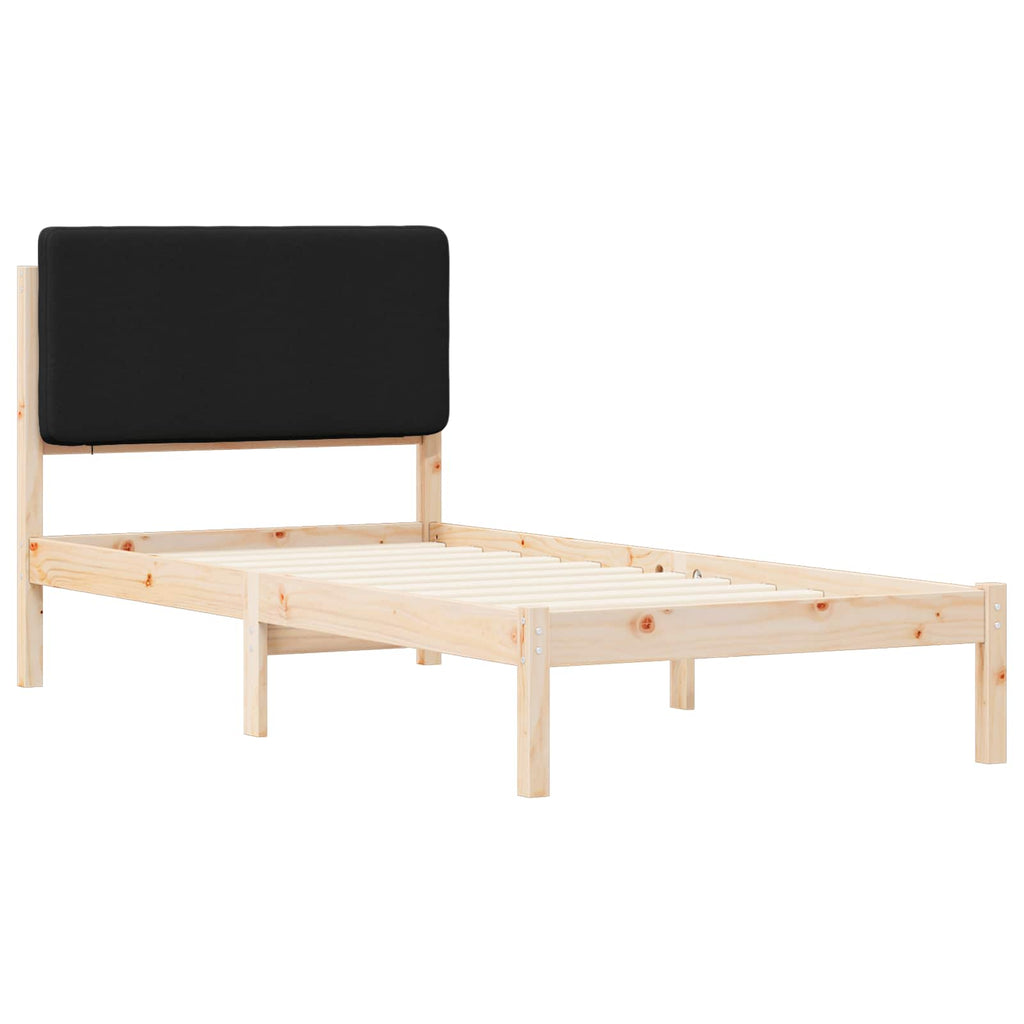 vidaXL Ramka łóżka z tapicerowanym wezgłowiem Czarny 100 x 200 cm