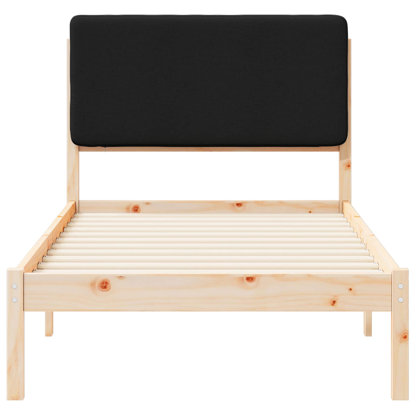 vidaXL Ramka łóżka z tapicerowanym wezgłowiem Czarny 100 x 200 cm