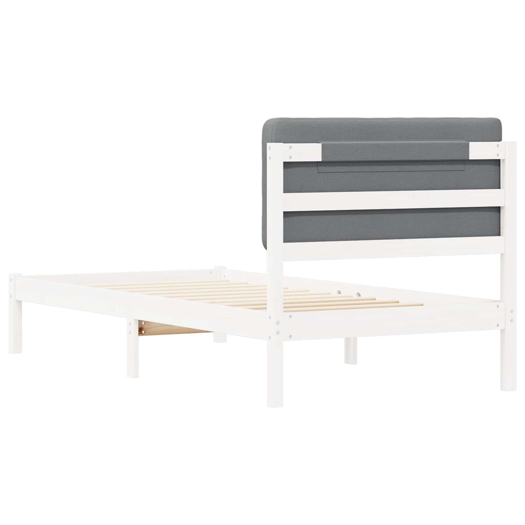 vidaXL Ramka łóżka z tapicerowanym wezgłowiem Jasnoszary 100 x 200 cm
