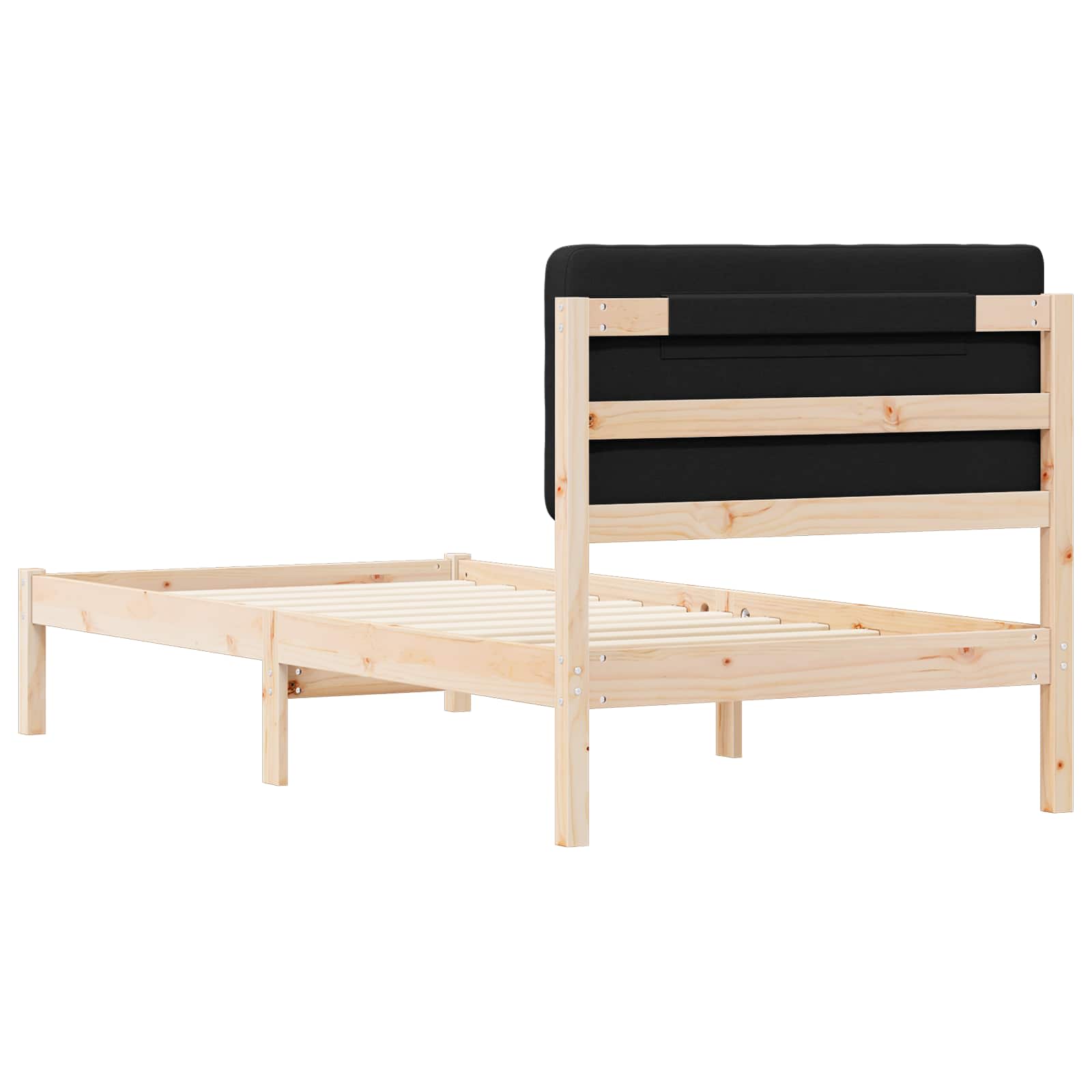 vidaXL Ramka łóżka z tapicerowanym wezgłowiem Czarny 80 x 200 cm