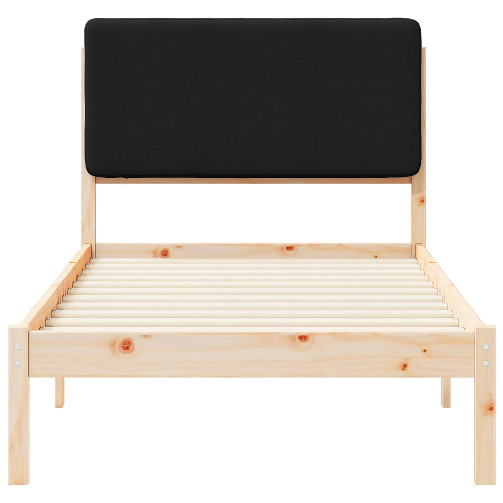 vidaXL Ramka łóżka z tapicerowanym wezgłowiem Czarny 80 x 200 cm
