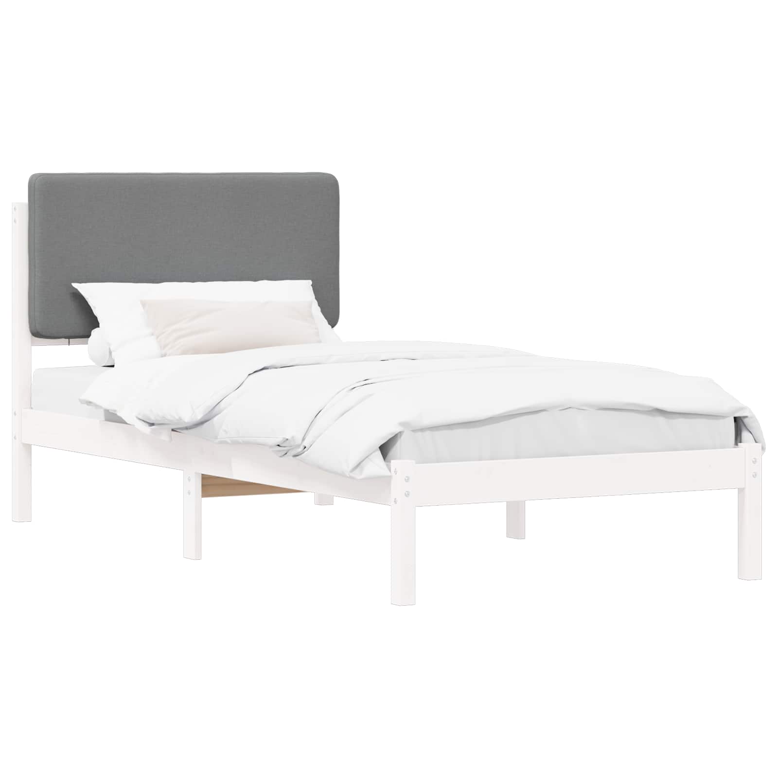 vidaXL Ramka łóżka z tapicerowanym wezgłowiem Jasnoszary 80 x 200 cm