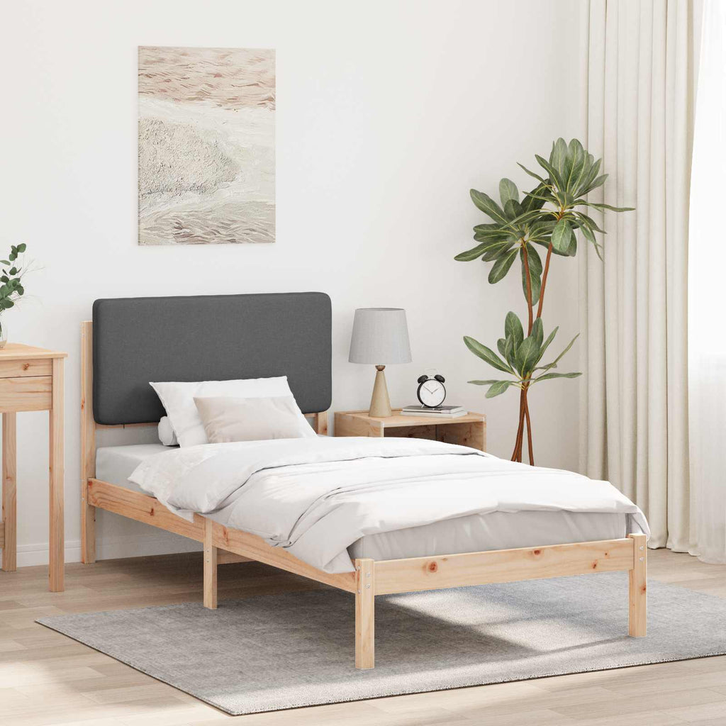 vidaXL Ramka łóżka z tapicerowanym wezgłowiem Ciemnoszary 75 x 190 cm