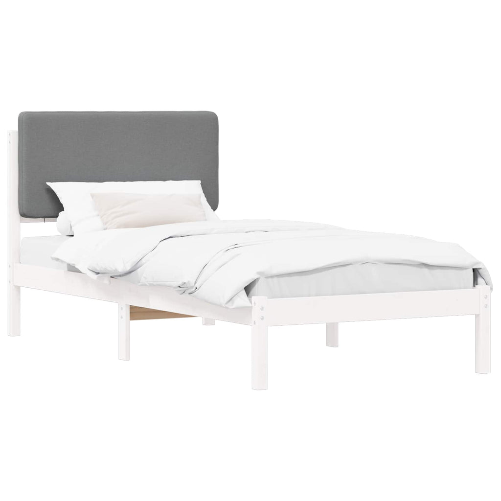 vidaXL Ramka łóżka z tapicerowanym wezgłowiem Jasnoszary 75 x 190 cm