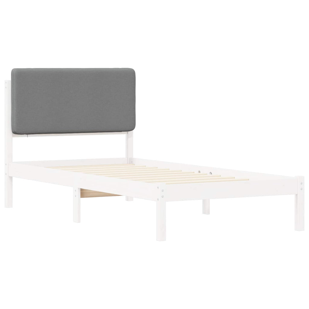 vidaXL Ramka łóżka z tapicerowanym wezgłowiem Jasnoszary 75 x 190 cm