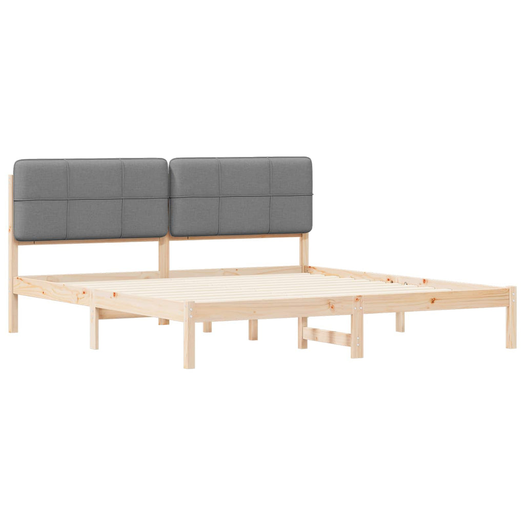 vidaXL Ramka łóżka z tapicerowanym wezgłowiem Jasnoszary 180 x 200 cm