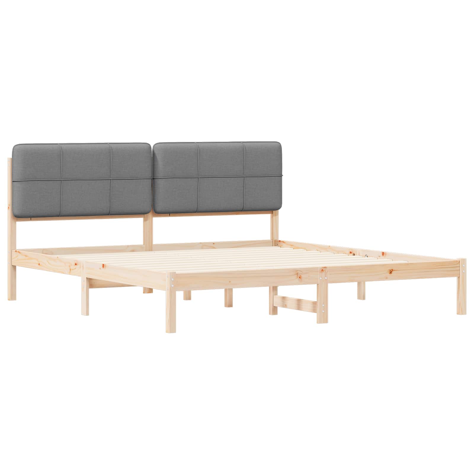 vidaXL Ramka łóżka z tapicerowanym wezgłowiem Jasnoszary 180 x 200 cm
