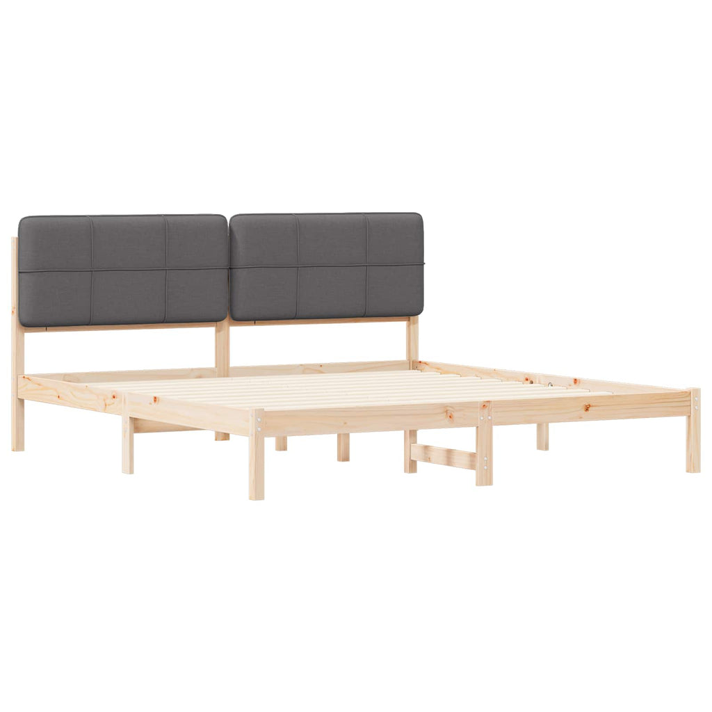 vidaXL Ramka łóżka z tapicerowanym wezgłowiem Ciemnoszary 180 x 200 cm