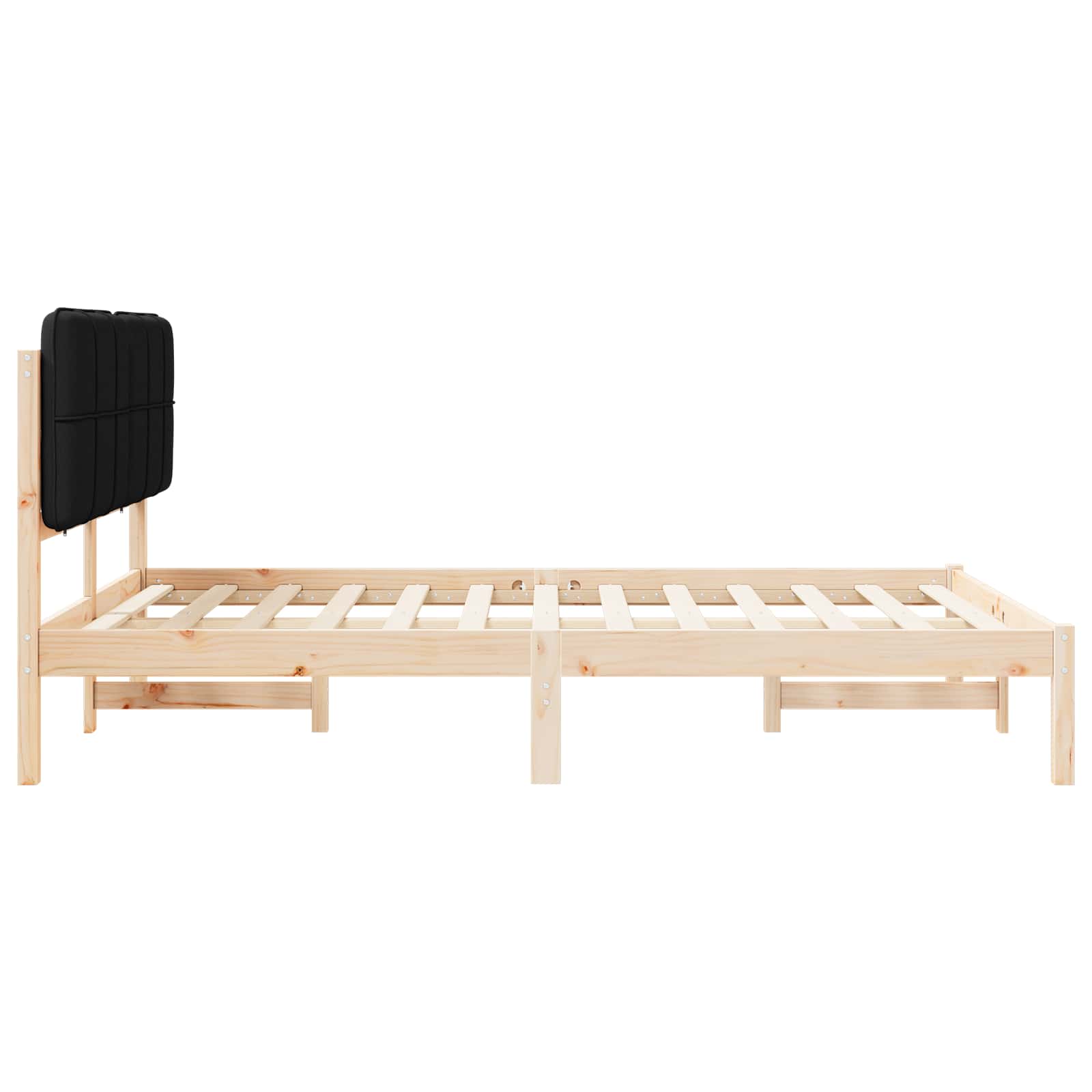 vidaXL Ramka łóżka z tapicerowanym wezgłowiem Czarny 150 x 200 cm