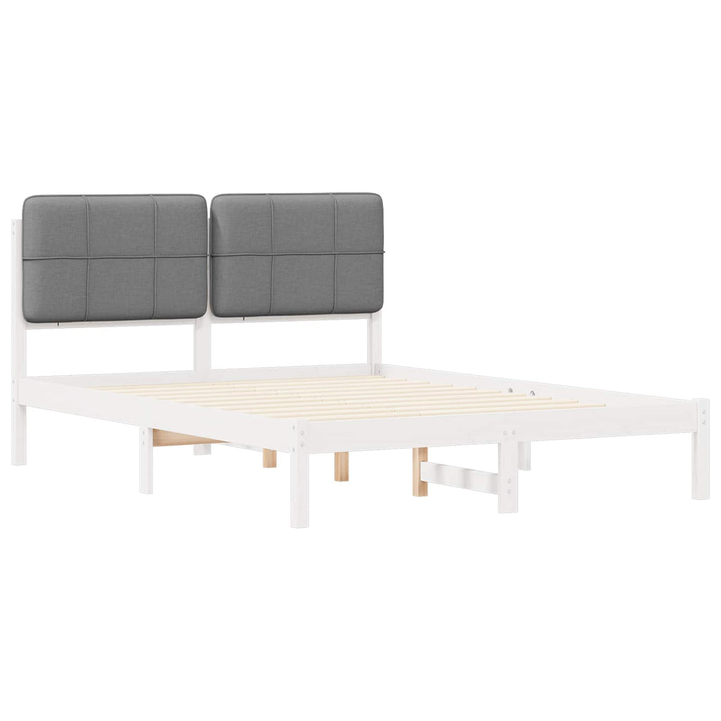 vidaXL Ramka łóżka z tapicerowanym wezgłowiem Jasnoszary 150 x 200 cm