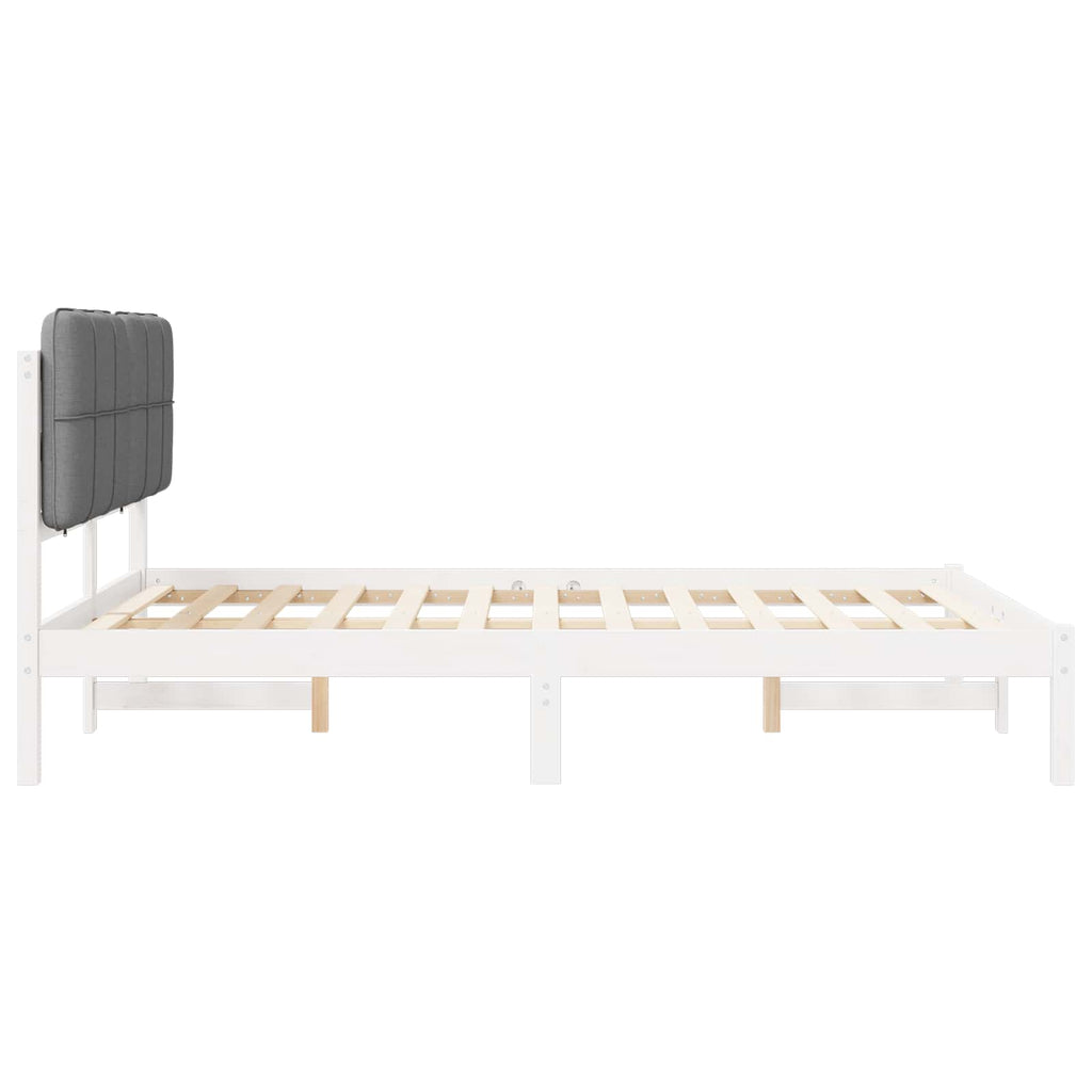vidaXL Ramka łóżka z tapicerowanym wezgłowiem Jasnoszary 140 x 200 cm