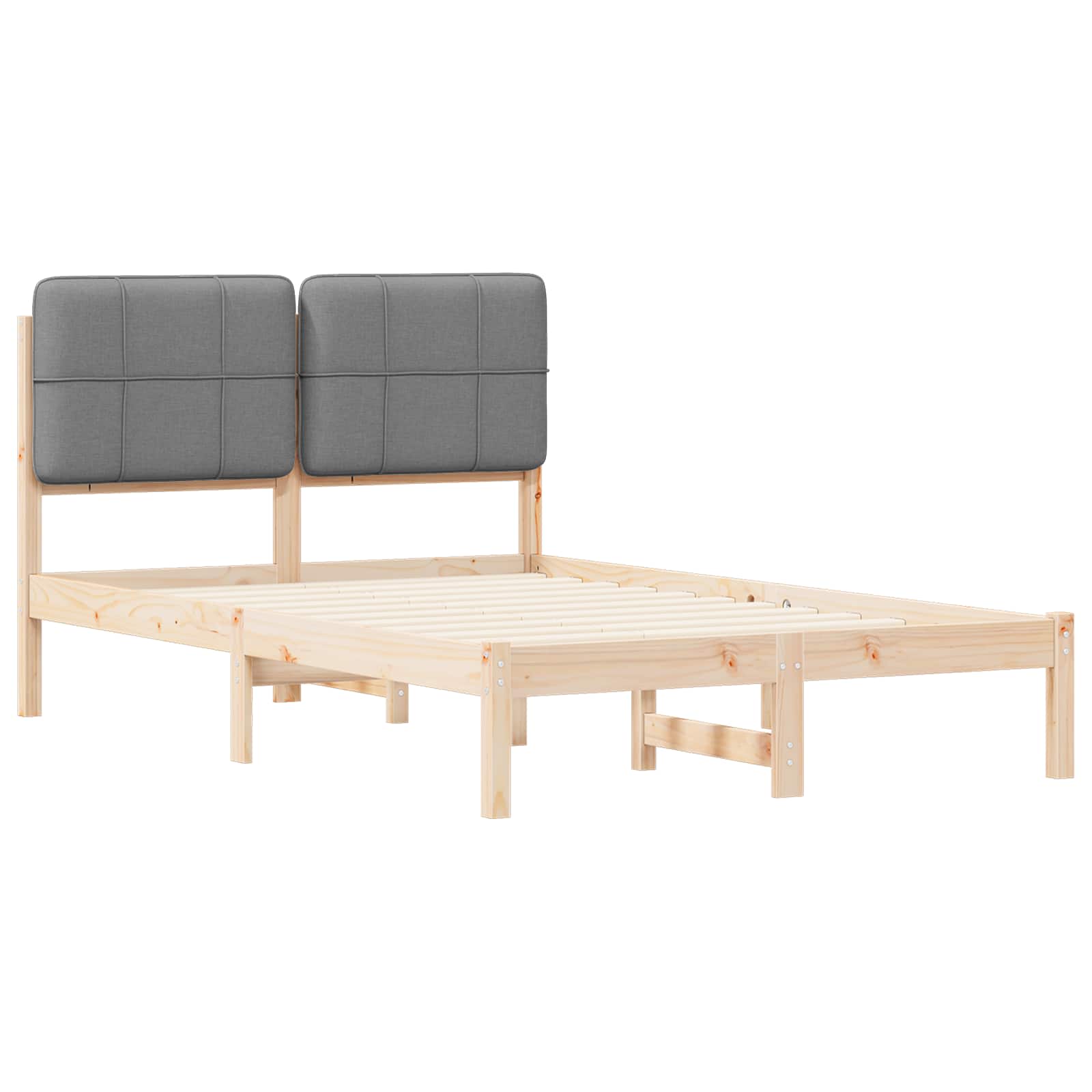 vidaXL Ramka łóżka z tapicerowanym wezgłowiem Jasnoszary 120 x 200 cm