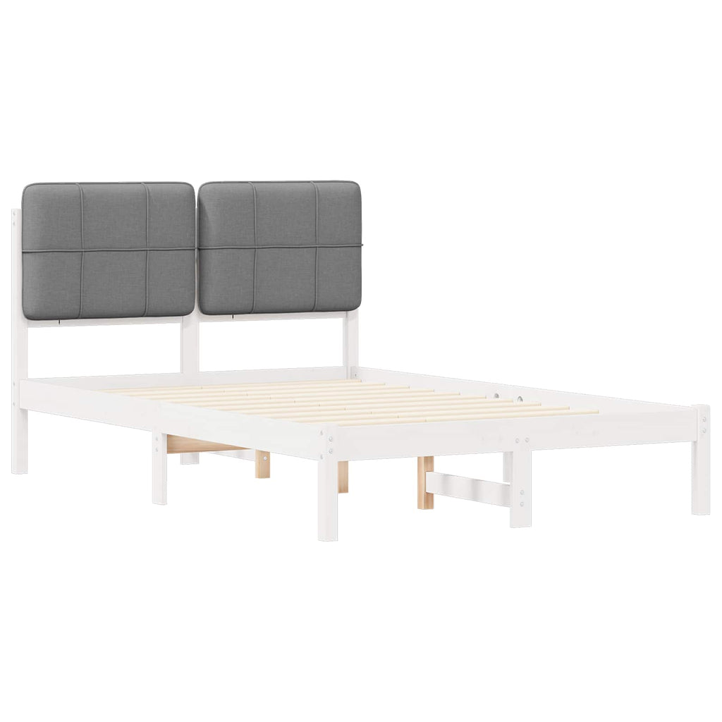 vidaXL Ramka łóżka z tapicerowanym wezgłowiem Jasnoszary 120 x 200 cm