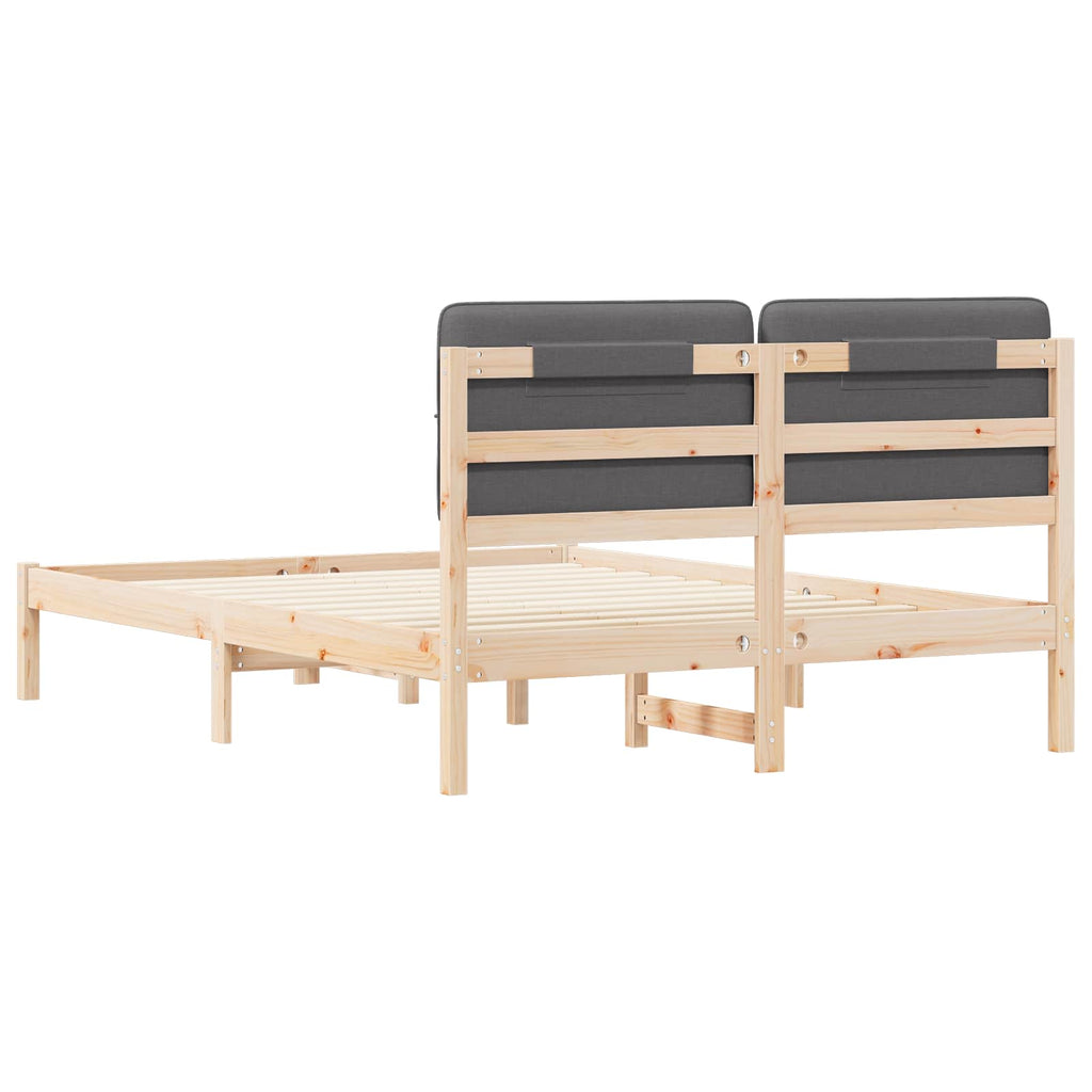 vidaXL Ramka łóżka z tapicerowanym wezgłowiem Ciemnoszary 140 x 190 cm