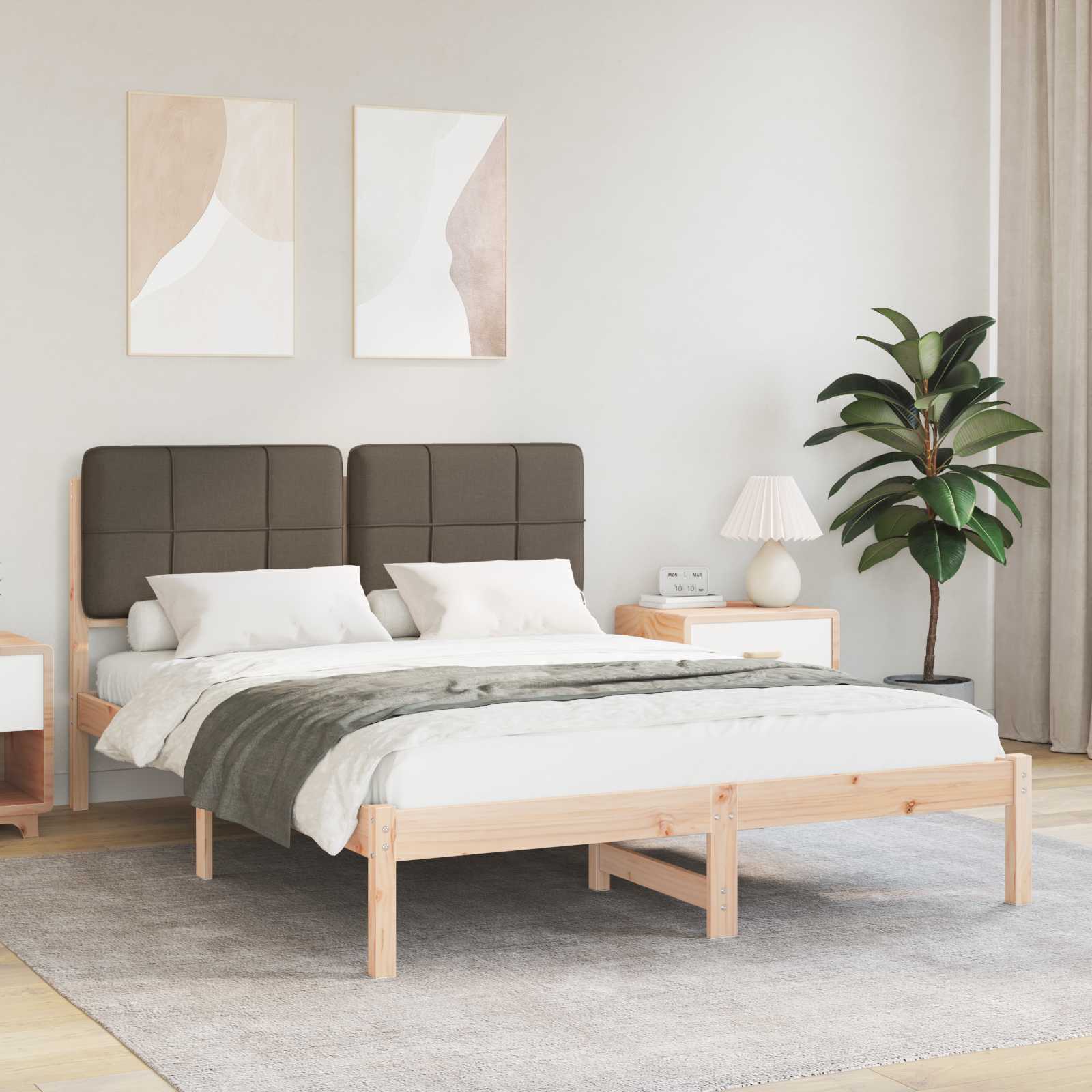 vidaXL Ramka łóżka z tapicerowanym wezgłowiem Ciemnoszary 140 x 190 cm