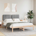vidaXL Ramka łóżka z tapicerowanym wezgłowiem Jasnoszary 135 x 190 cm