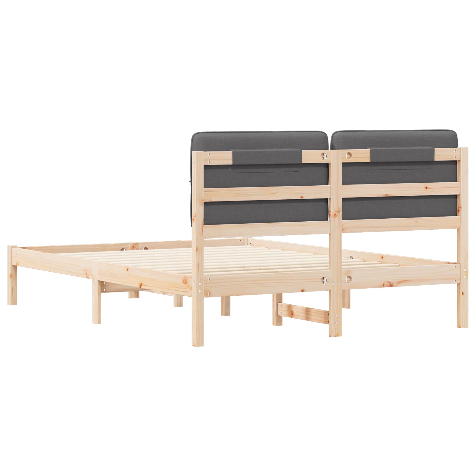 vidaXL Ramka łóżka z tapicerowanym wezgłowiem Ciemnoszary 135 x 190 cm