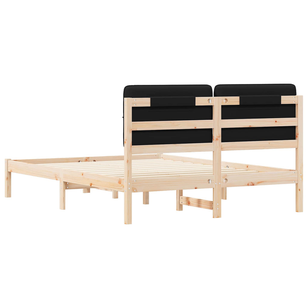 vidaXL Ramka łóżka z tapicerowanym wezgłowiem Czarny 135 x 190 cm
