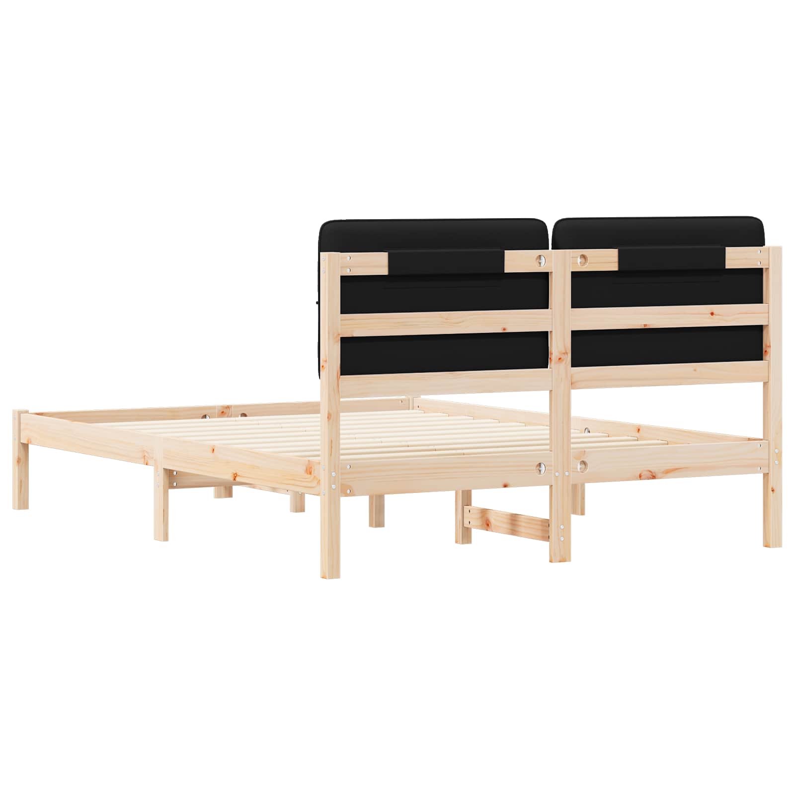 vidaXL Ramka łóżka z tapicerowanym wezgłowiem Czarny 135 x 190 cm