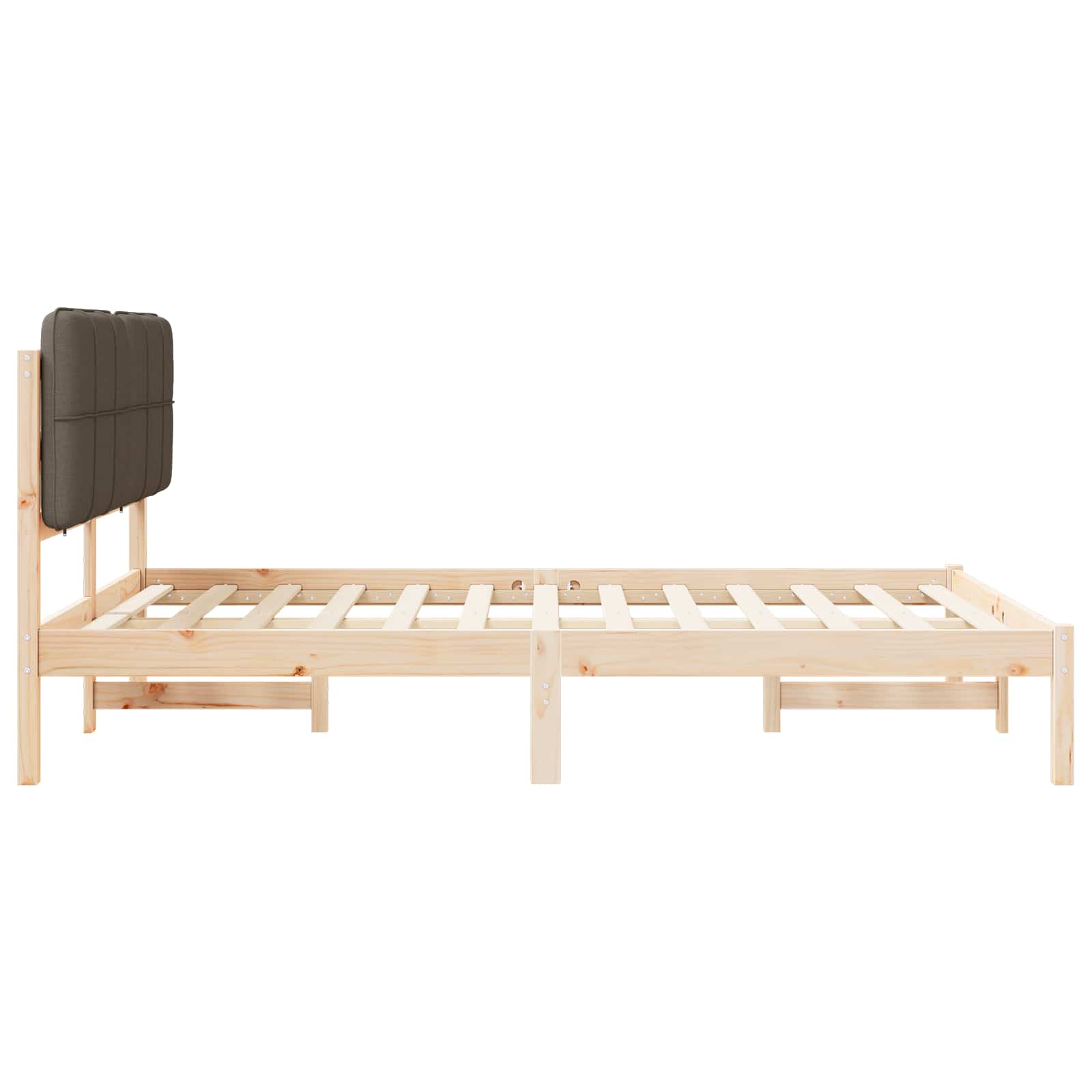 vidaXL Ramka łóżka z tapicerowanym wezgłowiem Ciemnoszary 135 x 190 cm