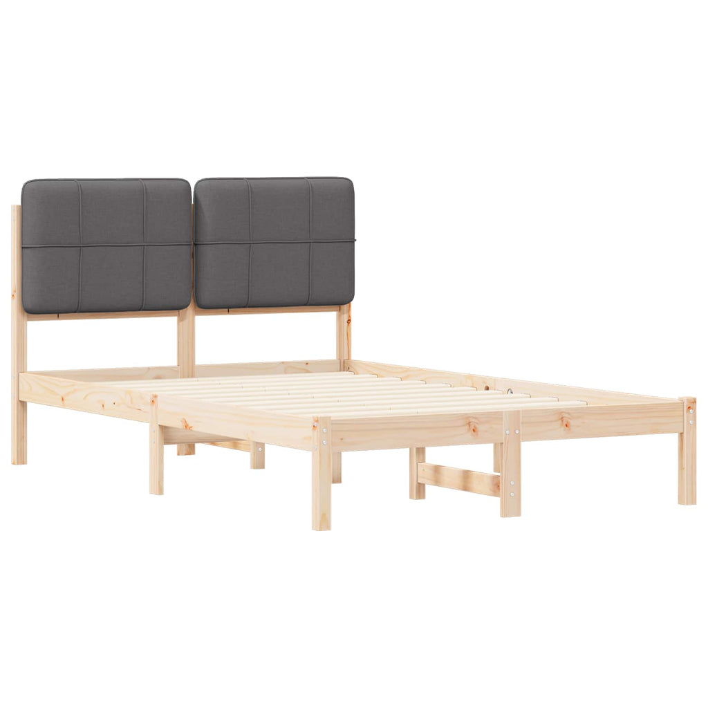 vidaXL Ramka łóżka z tapicerowanym wezgłowiem Ciemnoszary 120 x 190 cm