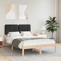 vidaXL Ramka łóżka z tapicerowanym wezgłowiem Czarny 120 x 190 cm