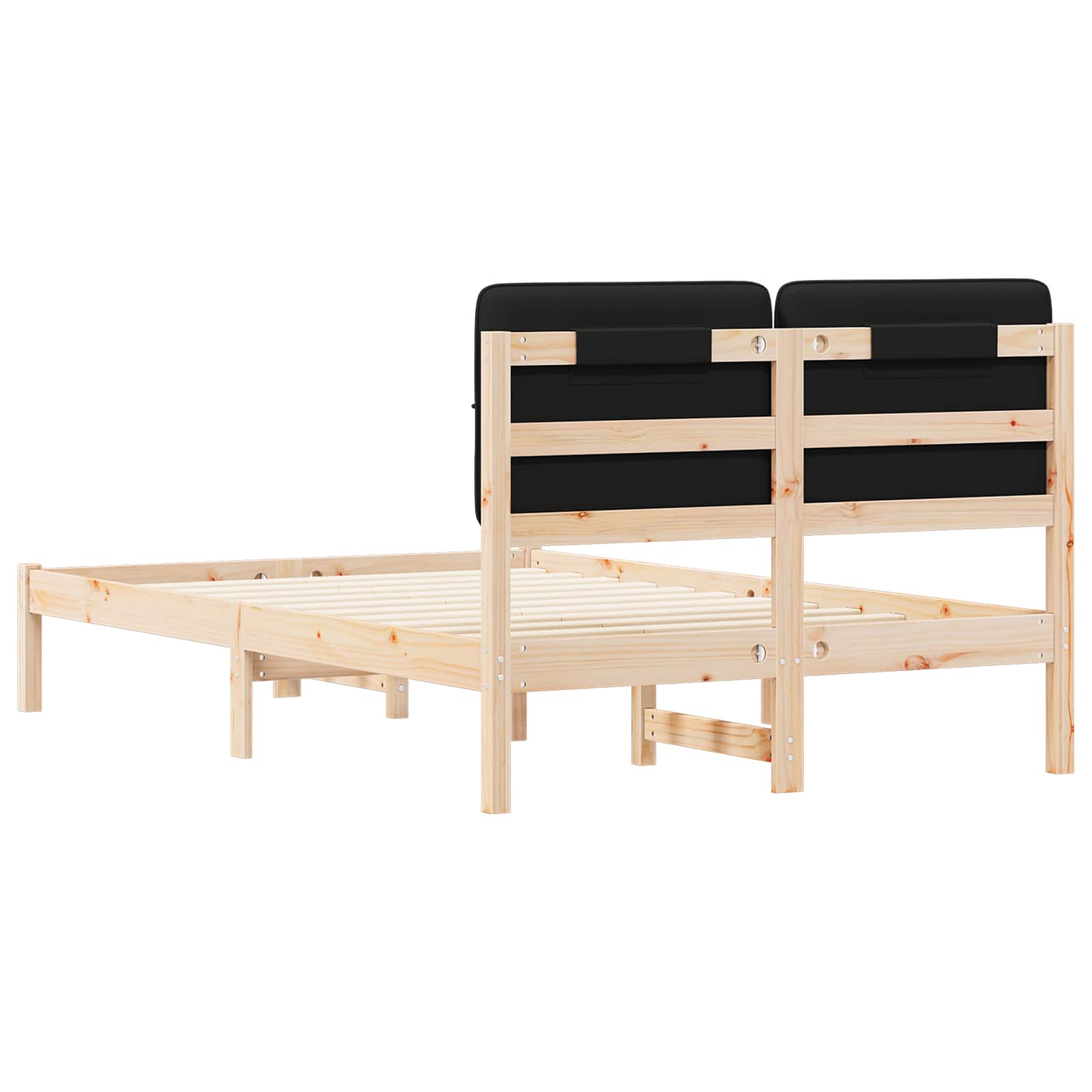 vidaXL Ramka łóżka z tapicerowanym wezgłowiem Czarny 120 x 190 cm