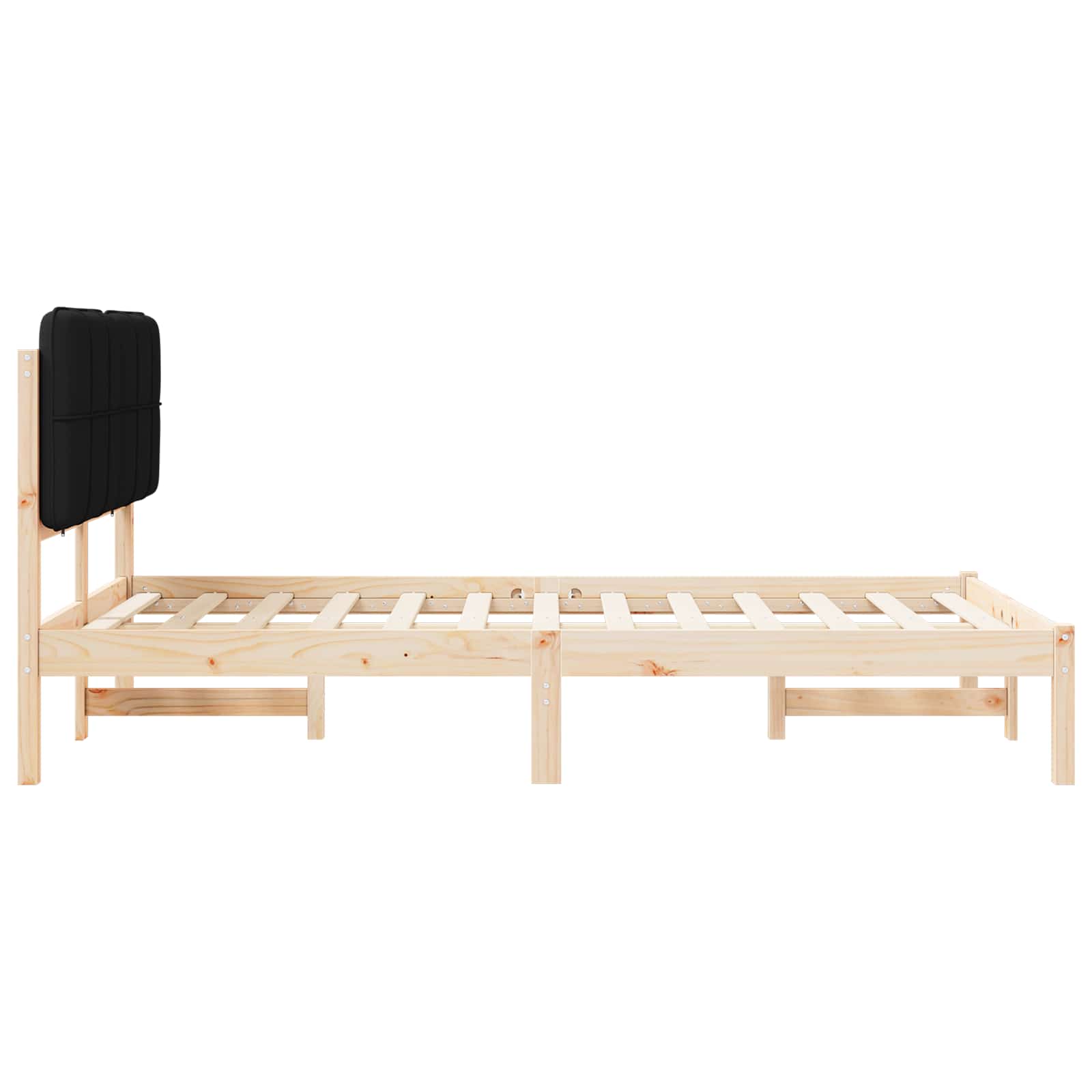 vidaXL Ramka łóżka z tapicerowanym wezgłowiem Czarny 120 x 190 cm
