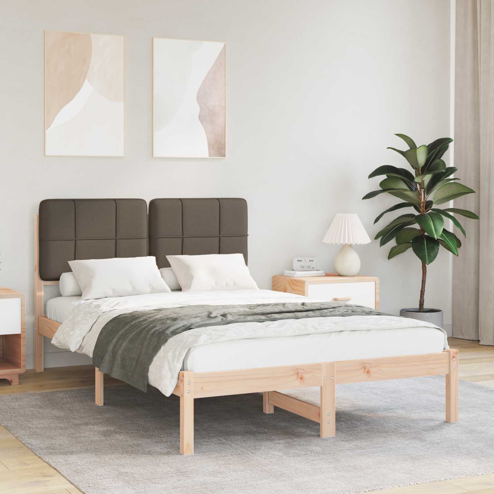 vidaXL Ramka łóżka z tapicerowanym wezgłowiem Ciemnoszary 120 x 190 cm
