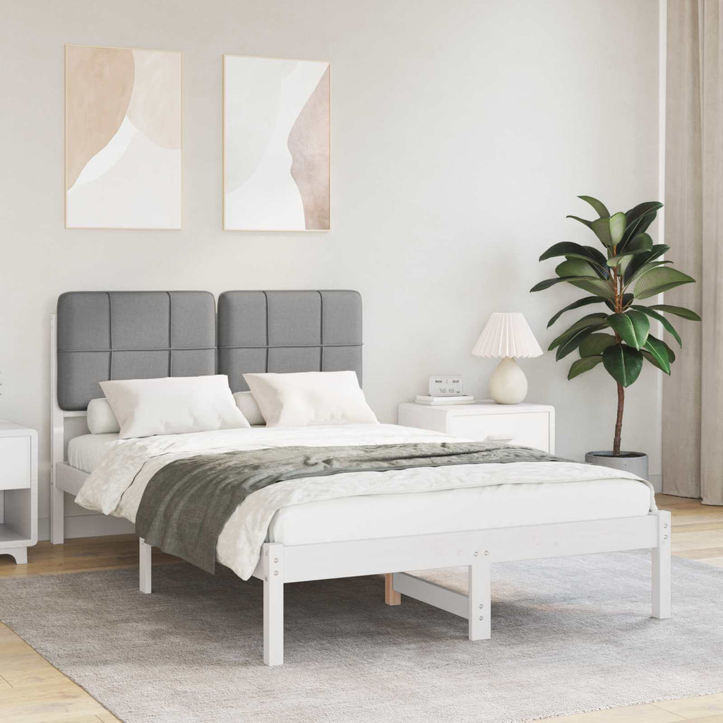 vidaXL Ramka łóżka z tapicerowanym wezgłowiem Jasnoszary 120 x 190 cm