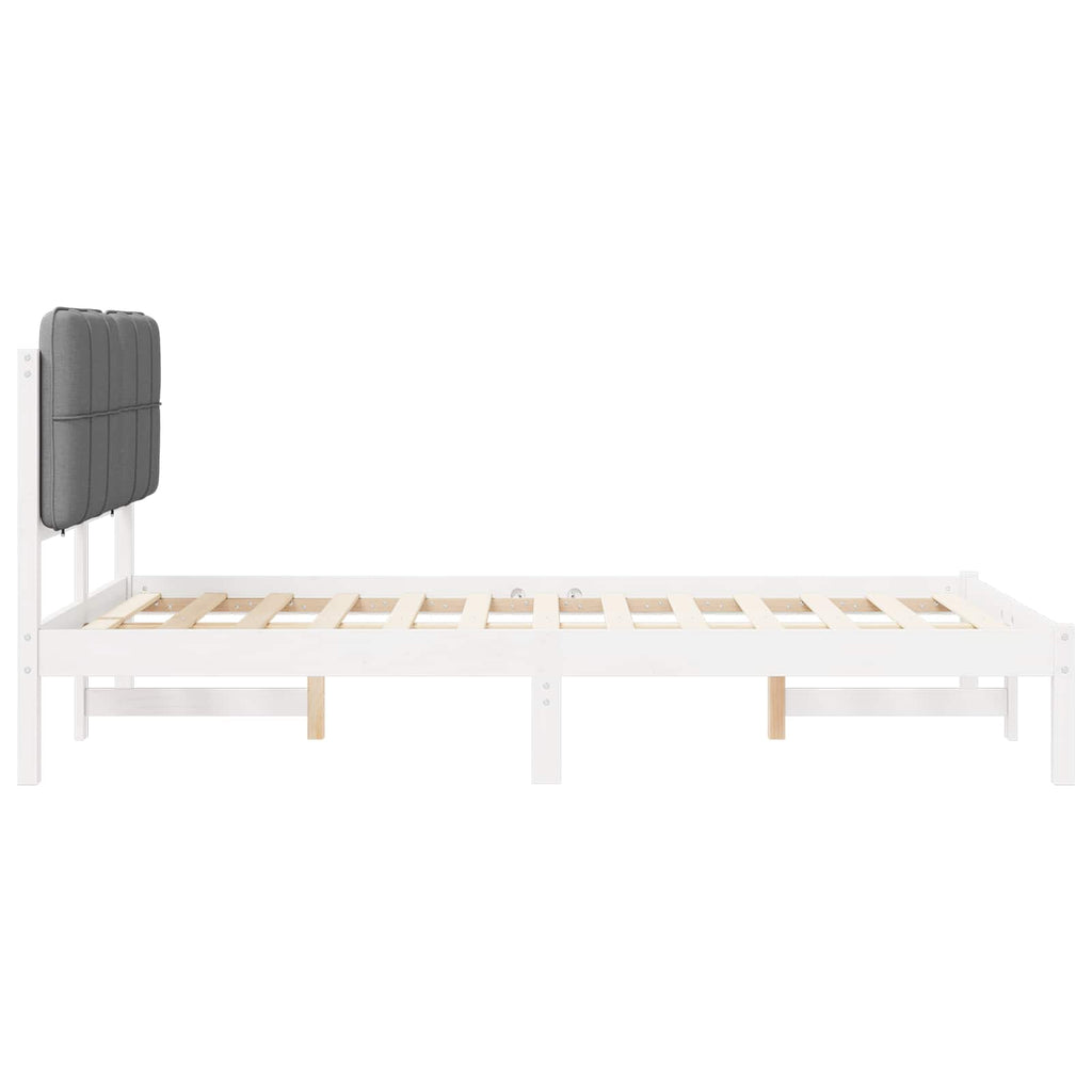 vidaXL Ramka łóżka z tapicerowanym wezgłowiem Jasnoszary 120 x 190 cm