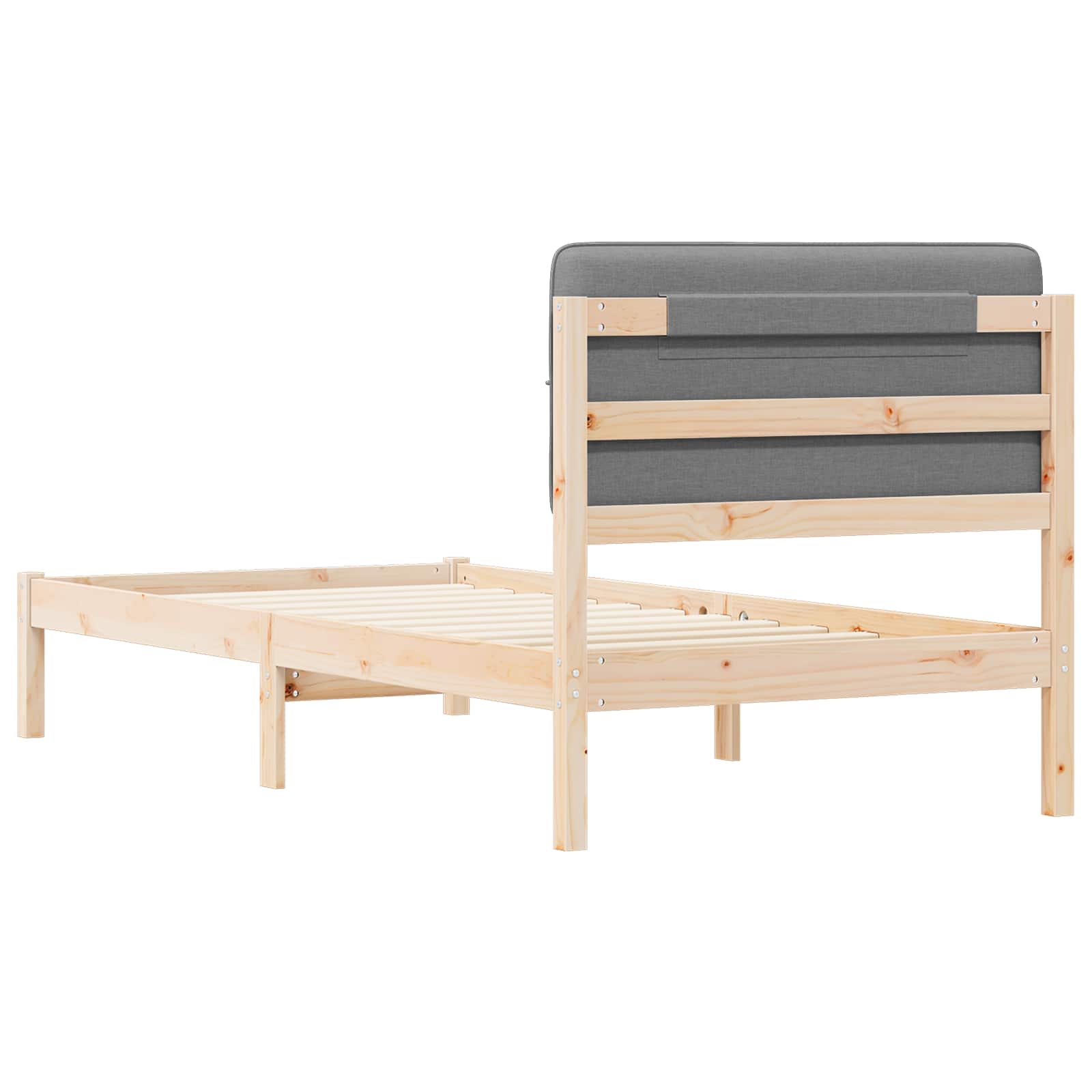 vidaXL Ramka łóżka z tapicerowanym wezgłowiem Jasnoszary 100 x 200 cm