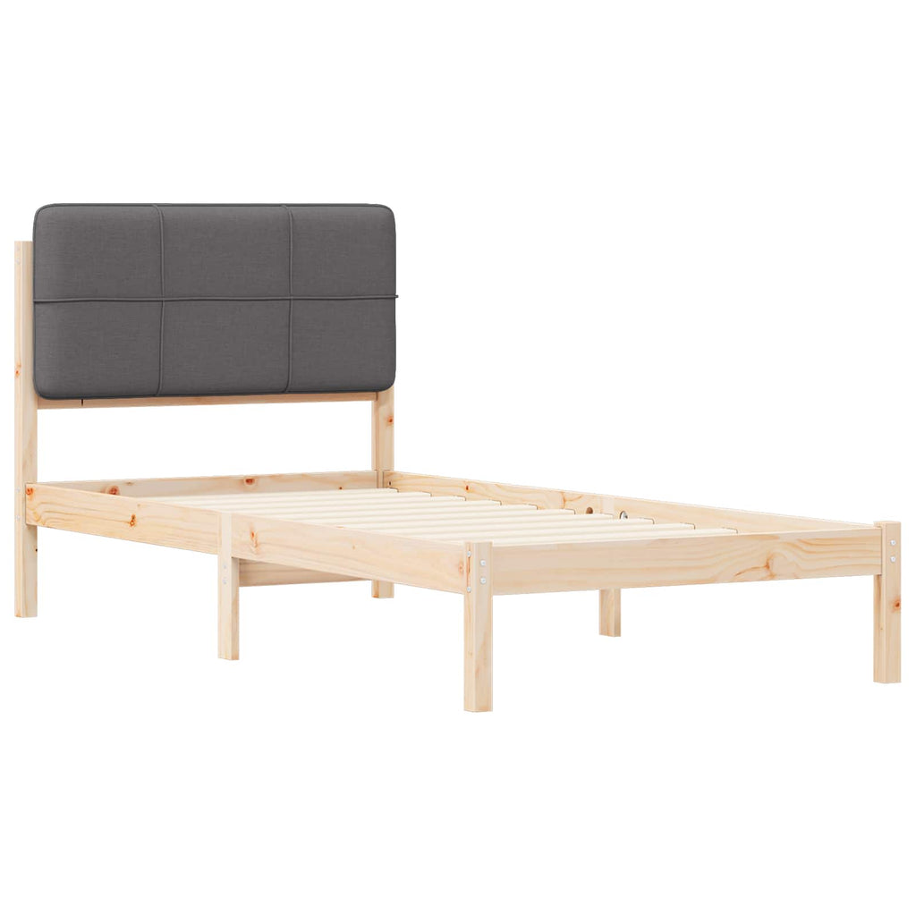 vidaXL Ramka łóżka z tapicerowanym wezgłowiem Ciemnoszary 100 x 200 cm
