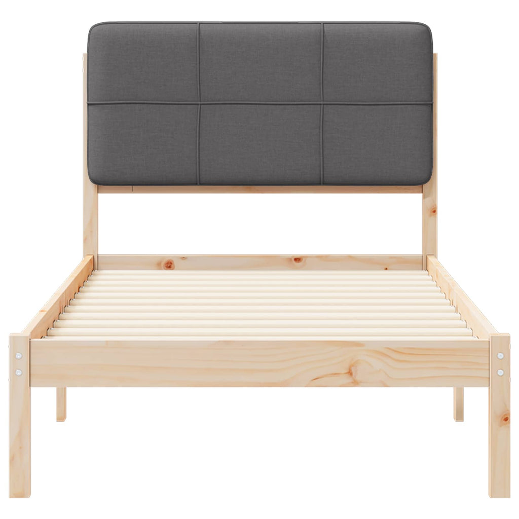 vidaXL Ramka łóżka z tapicerowanym wezgłowiem Ciemnoszary 100 x 200 cm