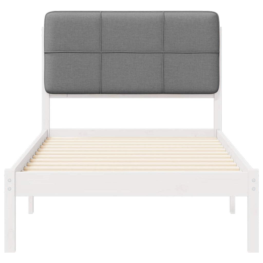 vidaXL Ramka łóżka z tapicerowanym wezgłowiem Jasnoszary 100 x 200 cm