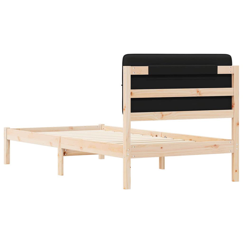 vidaXL Ramka łóżka z tapicerowanym wezgłowiem Czarny 90 x 200 cm