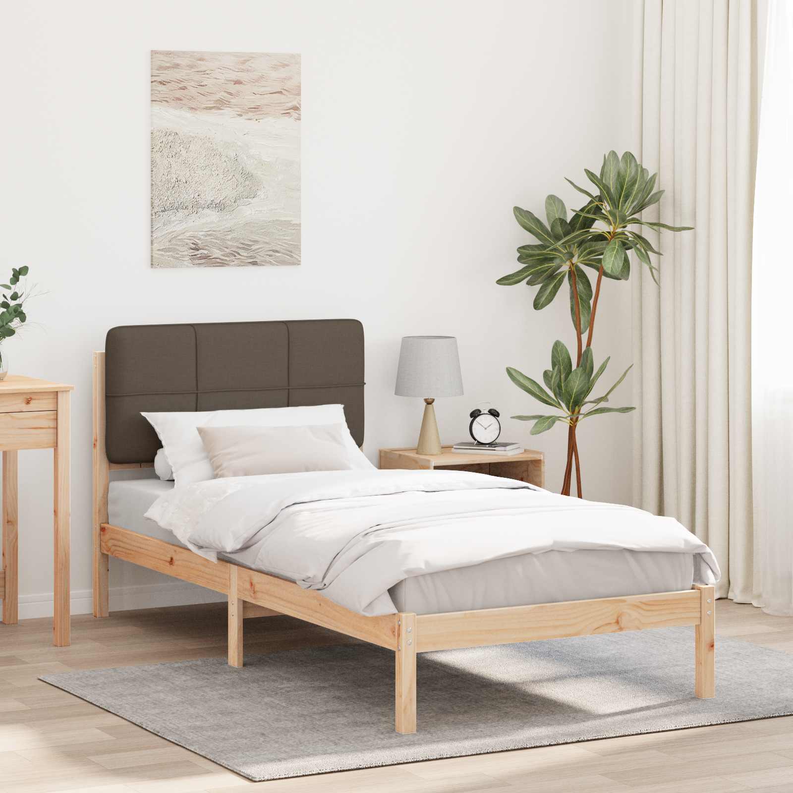 vidaXL Ramka łóżka z tapicerowanym wezgłowiem Ciemnoszary 80 x 200 cm