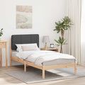 vidaXL Ramka łóżka z tapicerowanym wezgłowiem Ciemnoszary 90 x 190 cm