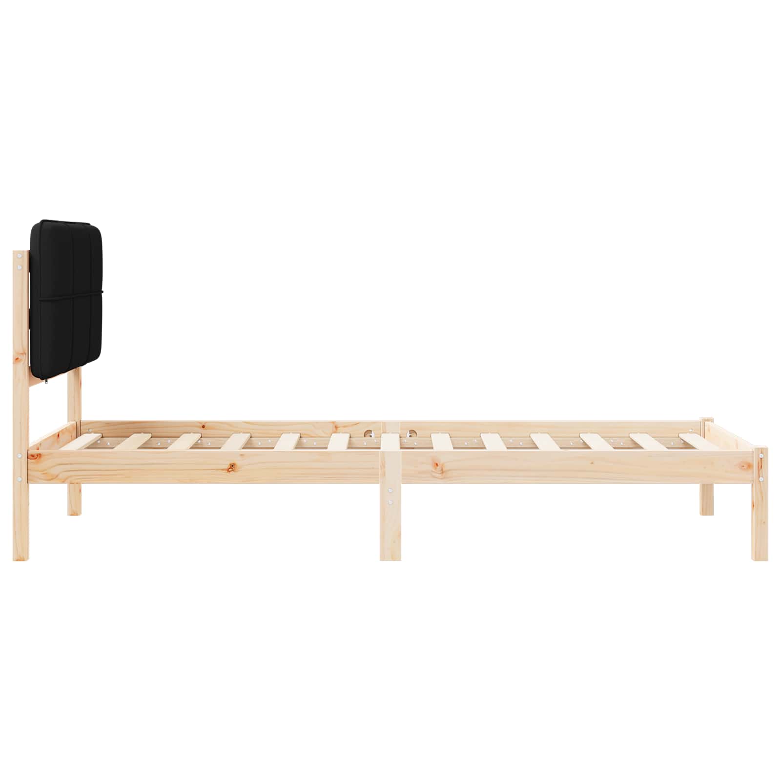 vidaXL Ramka łóżka z tapicerowanym wezgłowiem Czarny 90 x 190 cm