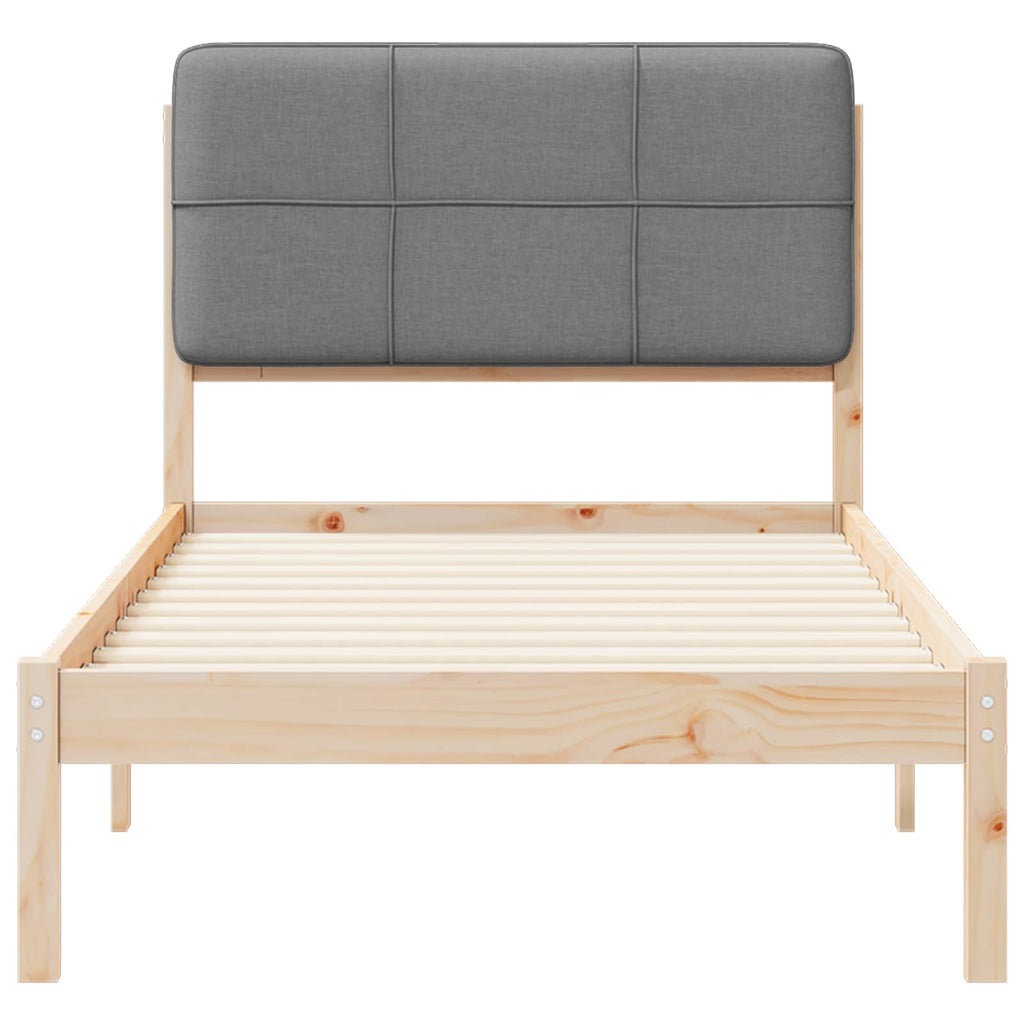 vidaXL Ramka łóżka z tapicerowanym wezgłowiem Jasnoszary 75 x 190 cm