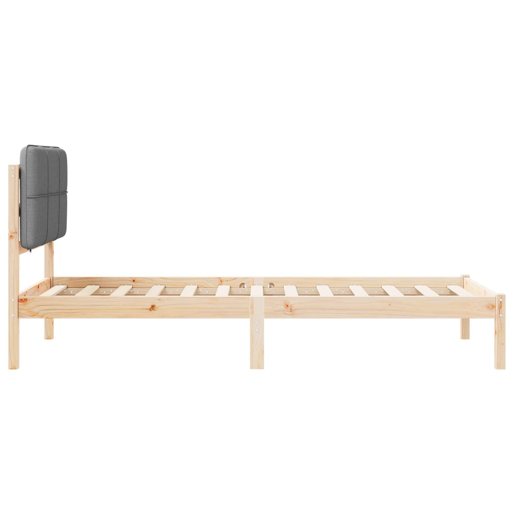 vidaXL Ramka łóżka z tapicerowanym wezgłowiem Jasnoszary 75 x 190 cm