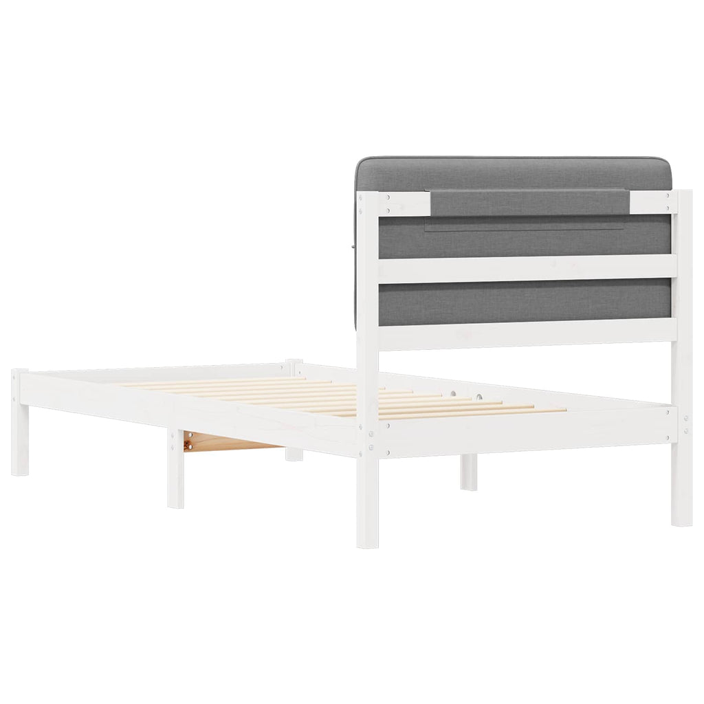 vidaXL Ramka łóżka z tapicerowanym wezgłowiem Jasnoszary 75 x 190 cm