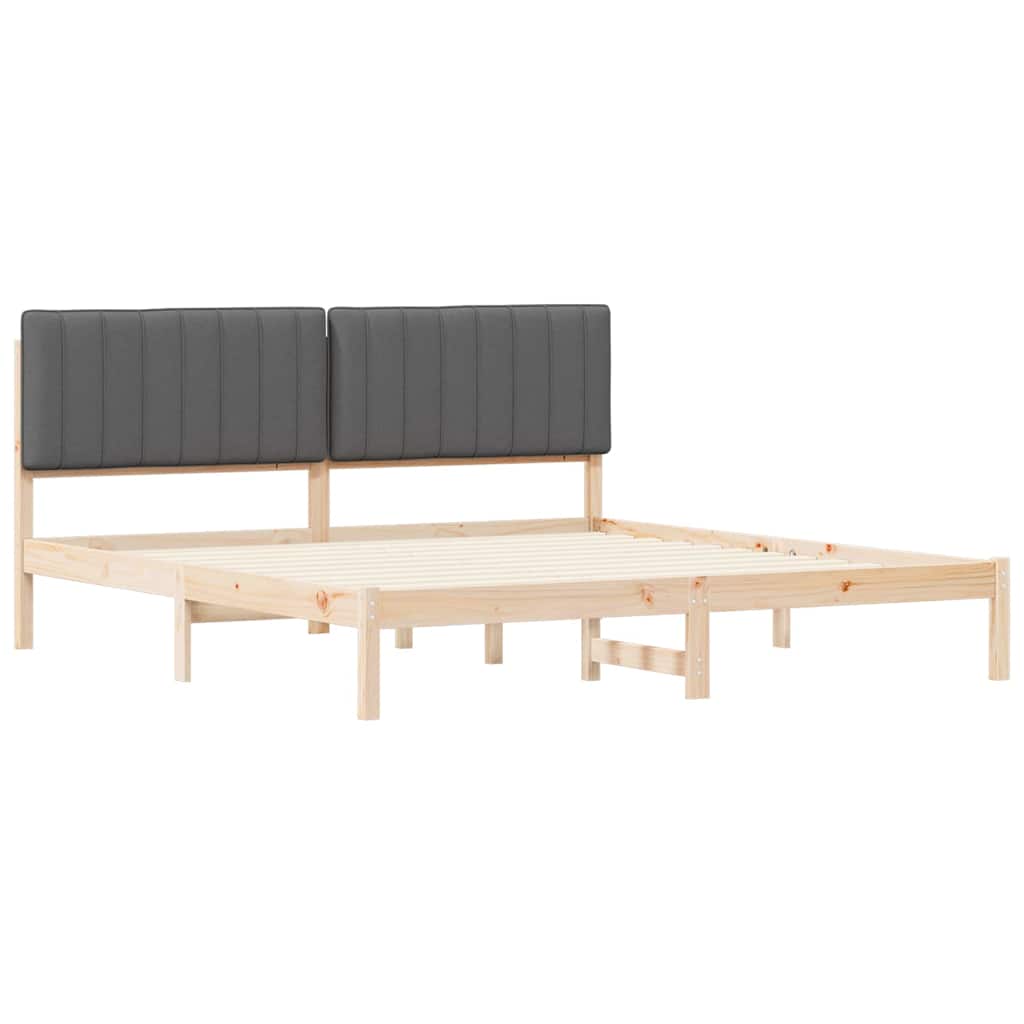 vidaXL Ramka łóżka z tapicerowanym wezgłowiem Ciemnoszary 180 x 200 cm
