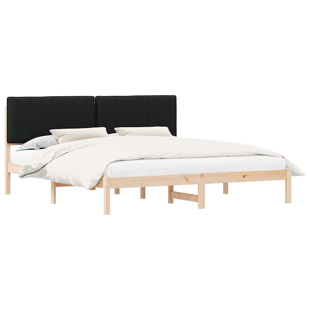 vidaXL Ramka łóżka z tapicerowanym wezgłowiem Czarny 180 x 200 cm